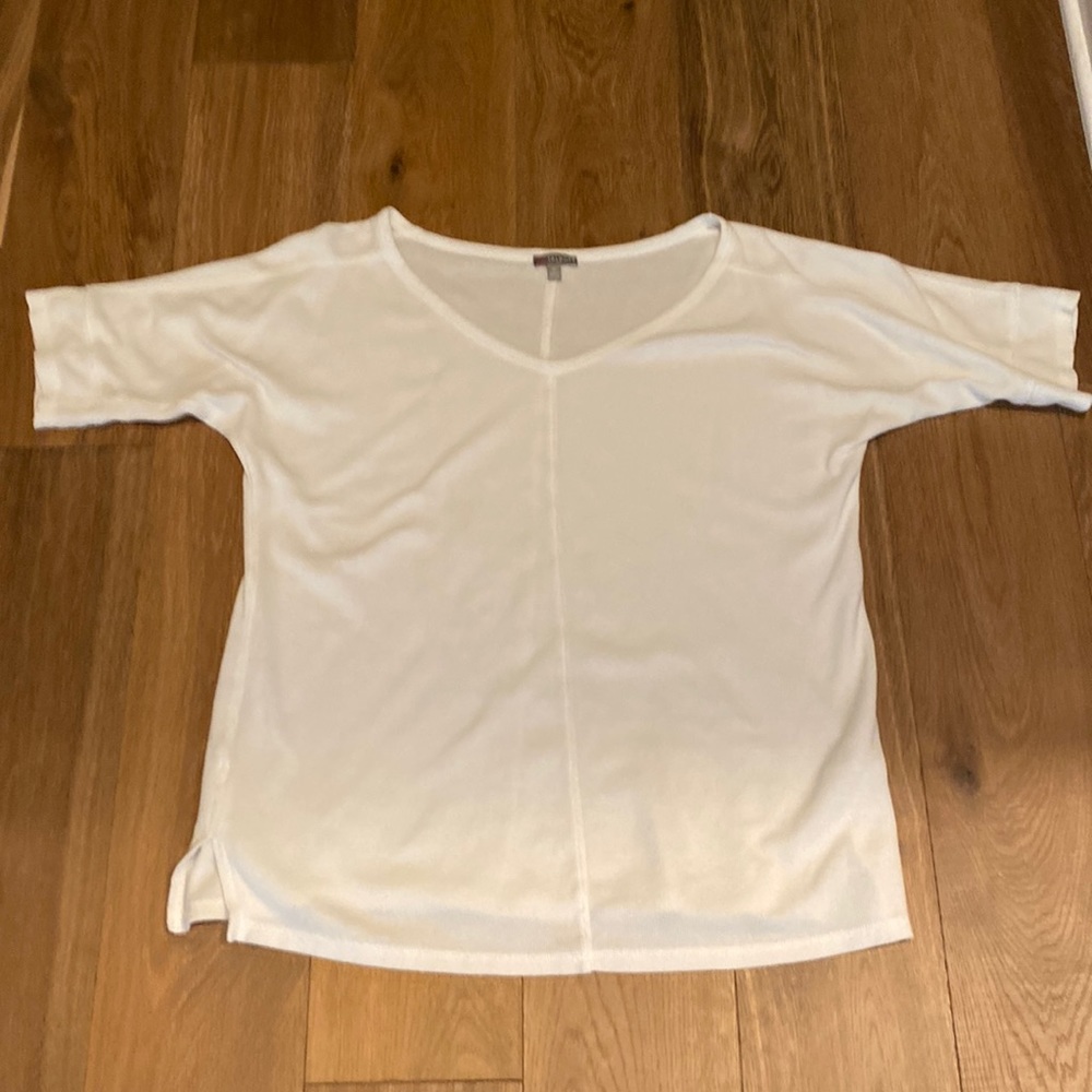 T Talbots white knit shirt. Size medium